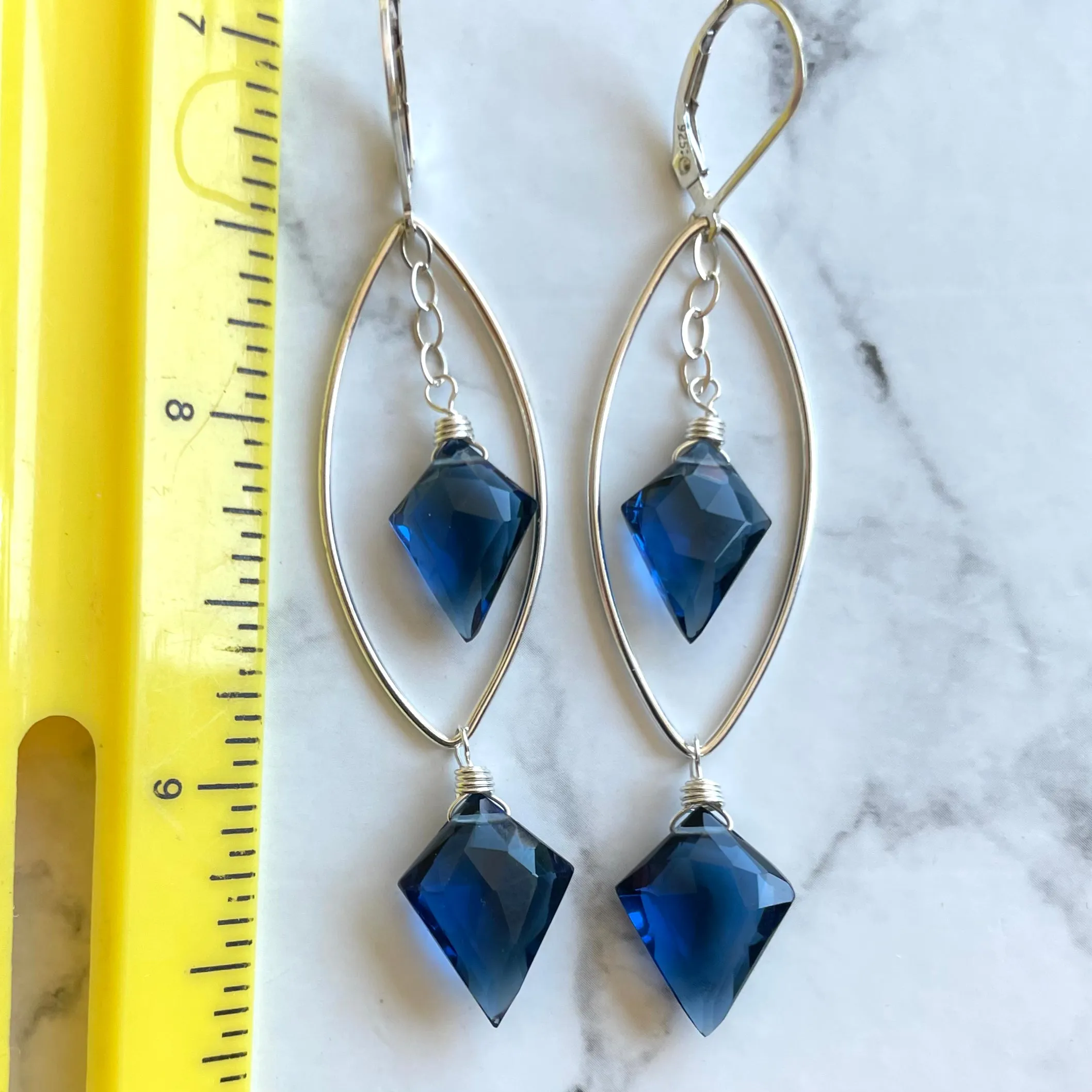 London Blue Kite Marquis Hoop Earrings