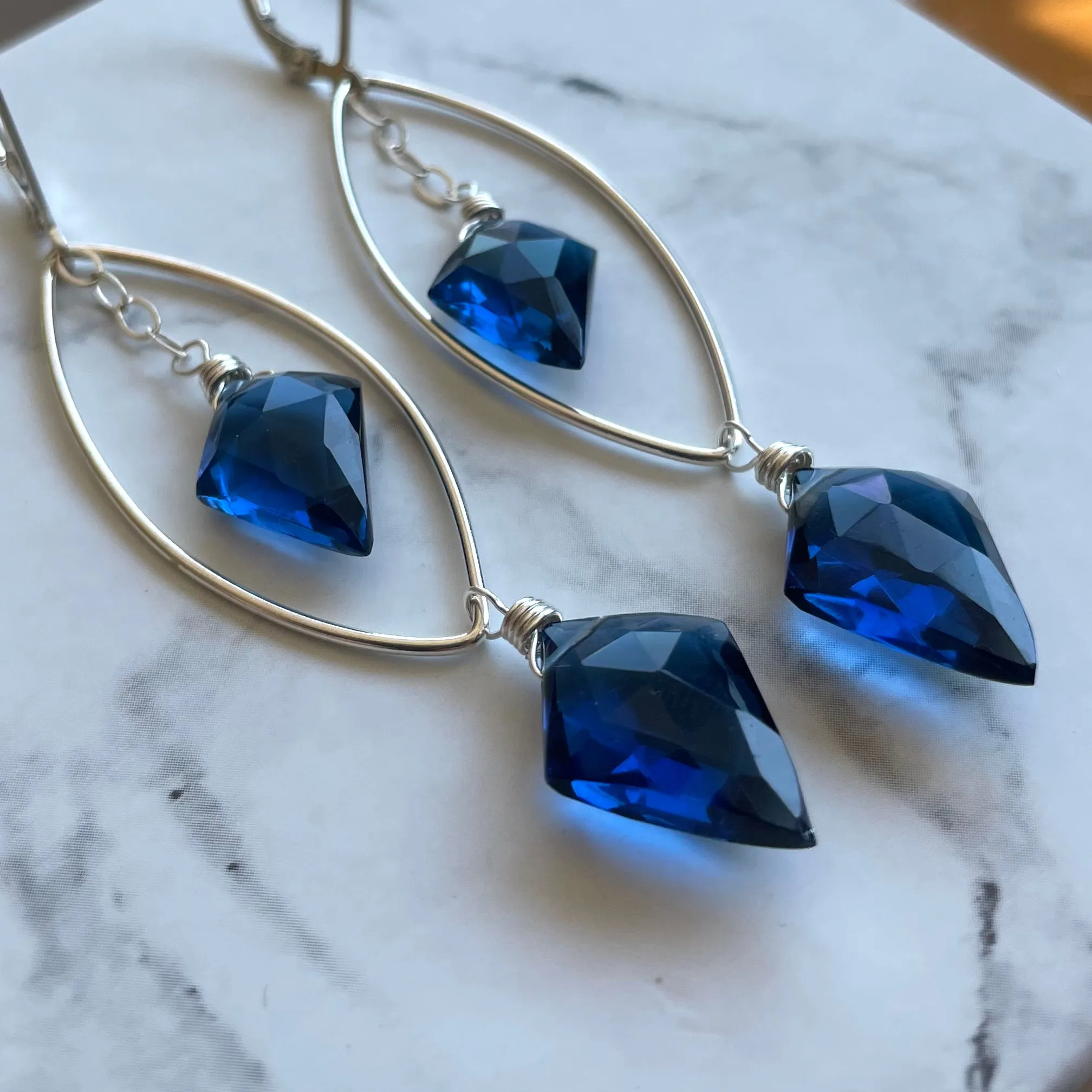 London Blue Kite Marquis Hoop Earrings