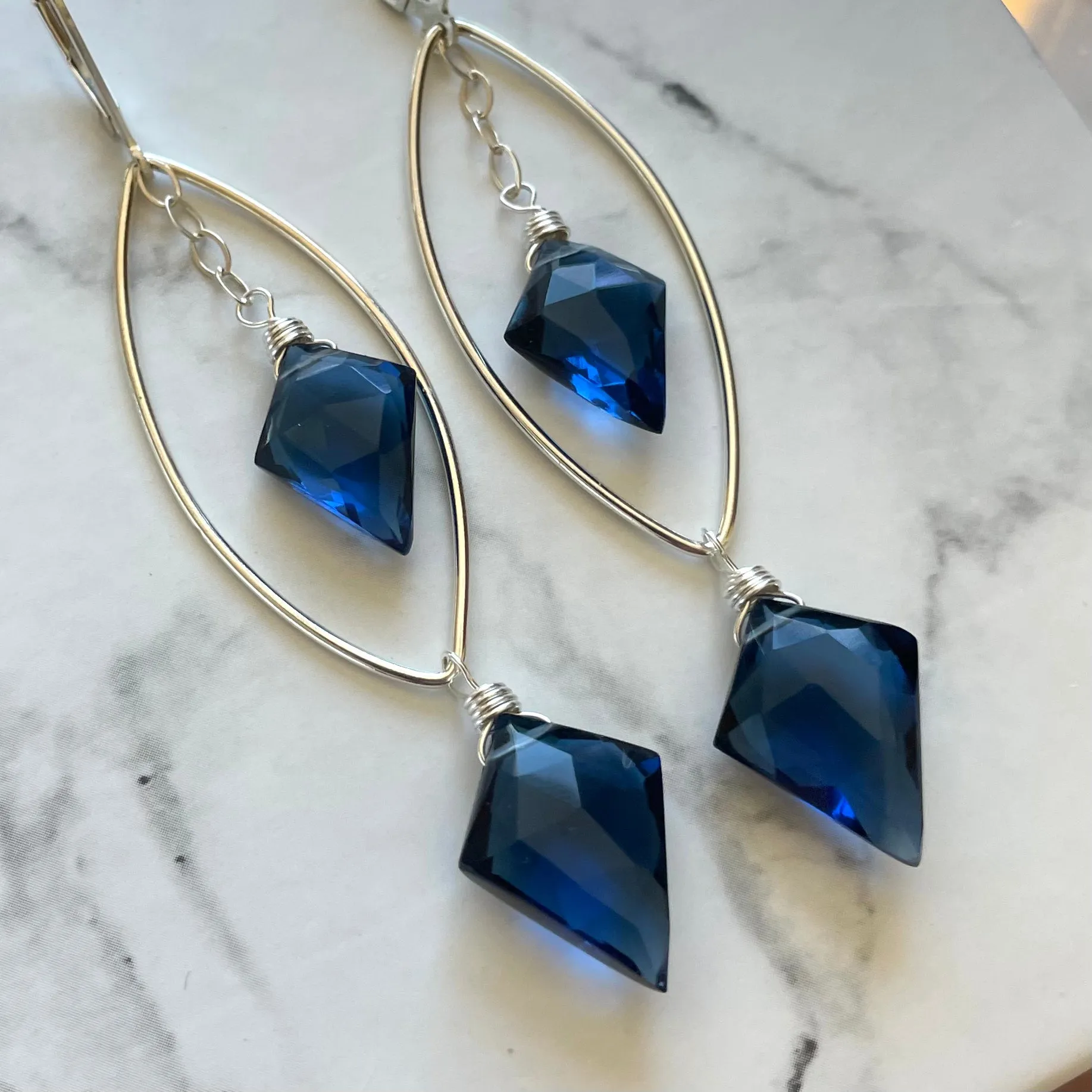 London Blue Kite Marquis Hoop Earrings