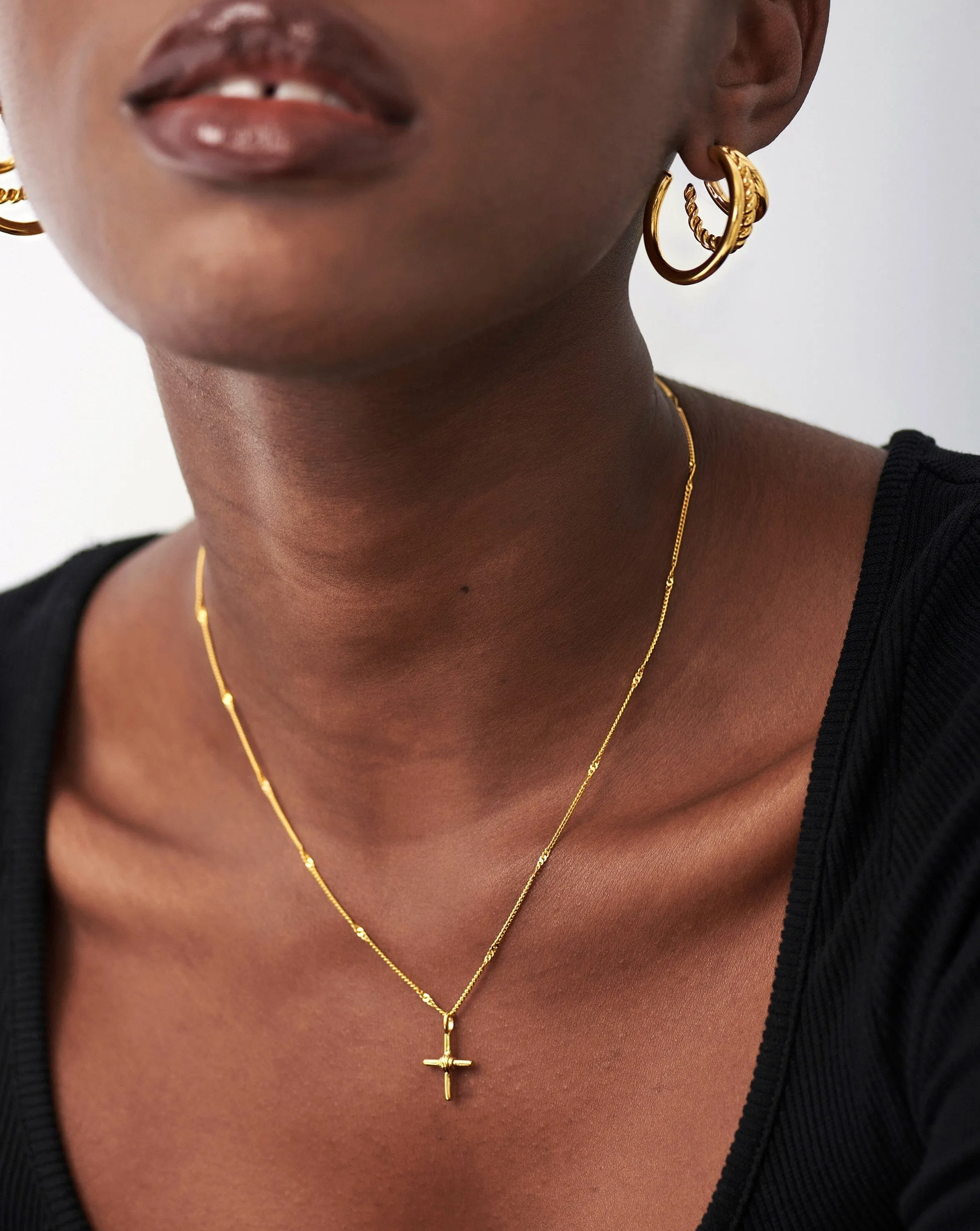 Lucy Williams Ridge Cross Necklace | 18ct Gold Plated Vermeil