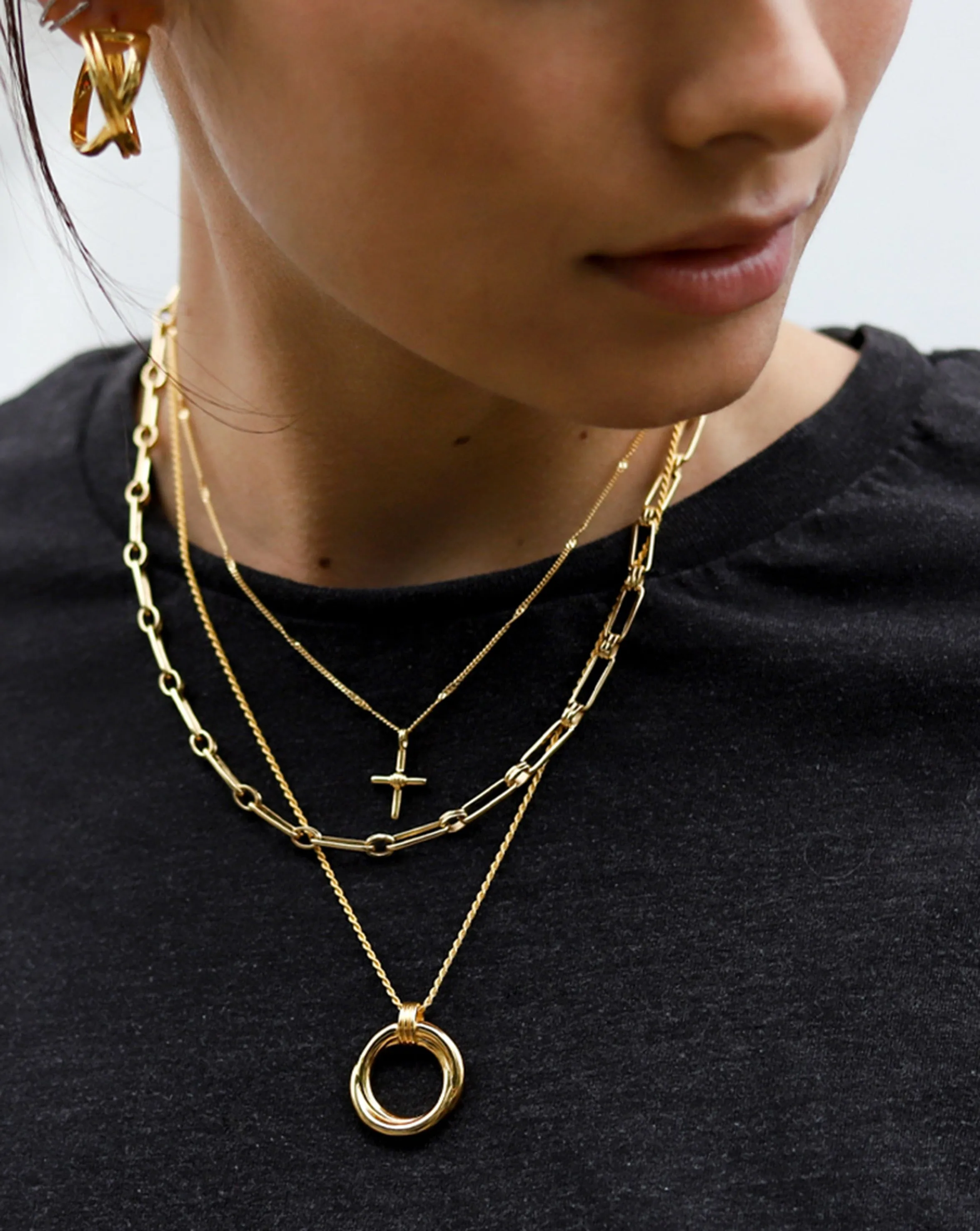 Lucy Williams Ridge Cross Necklace | 18ct Gold Plated Vermeil