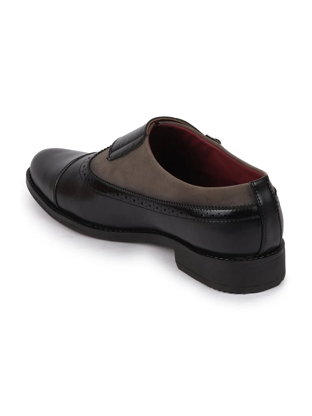 Men Party Black Double Strap Monk Slip On Shoes