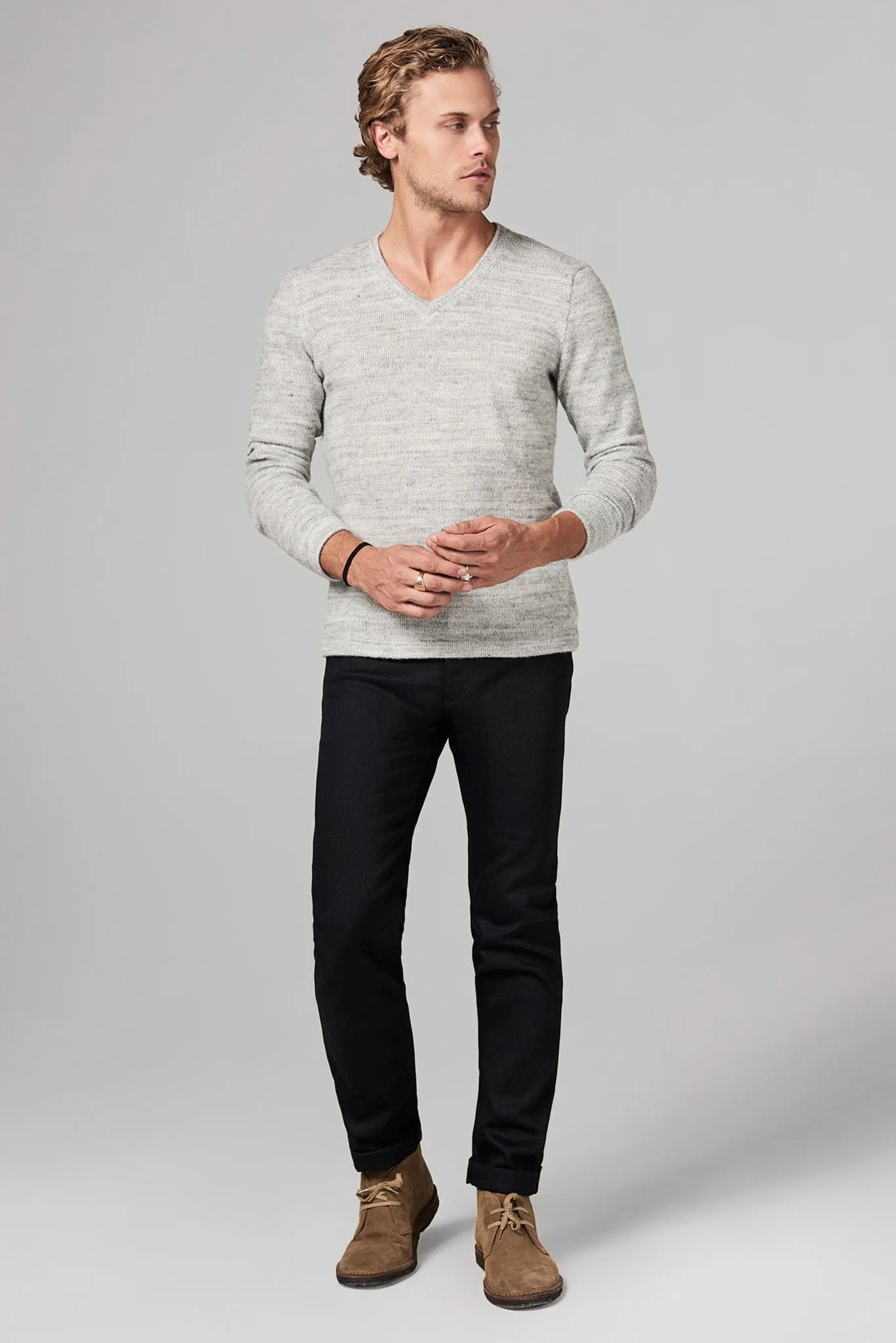 Men's Soft Knit Melange V-Neck Sweater