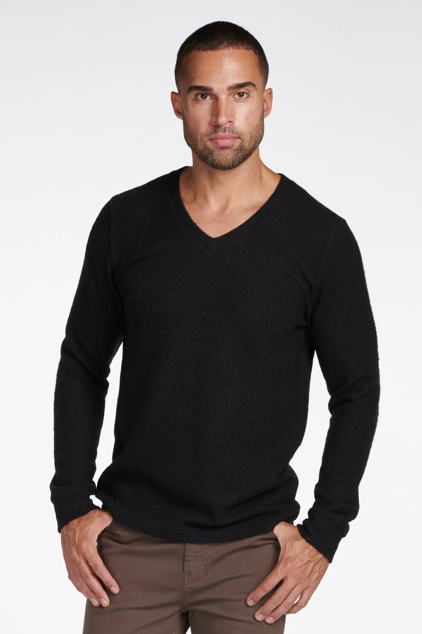 Men's Soft Knit Melange V-Neck Sweater