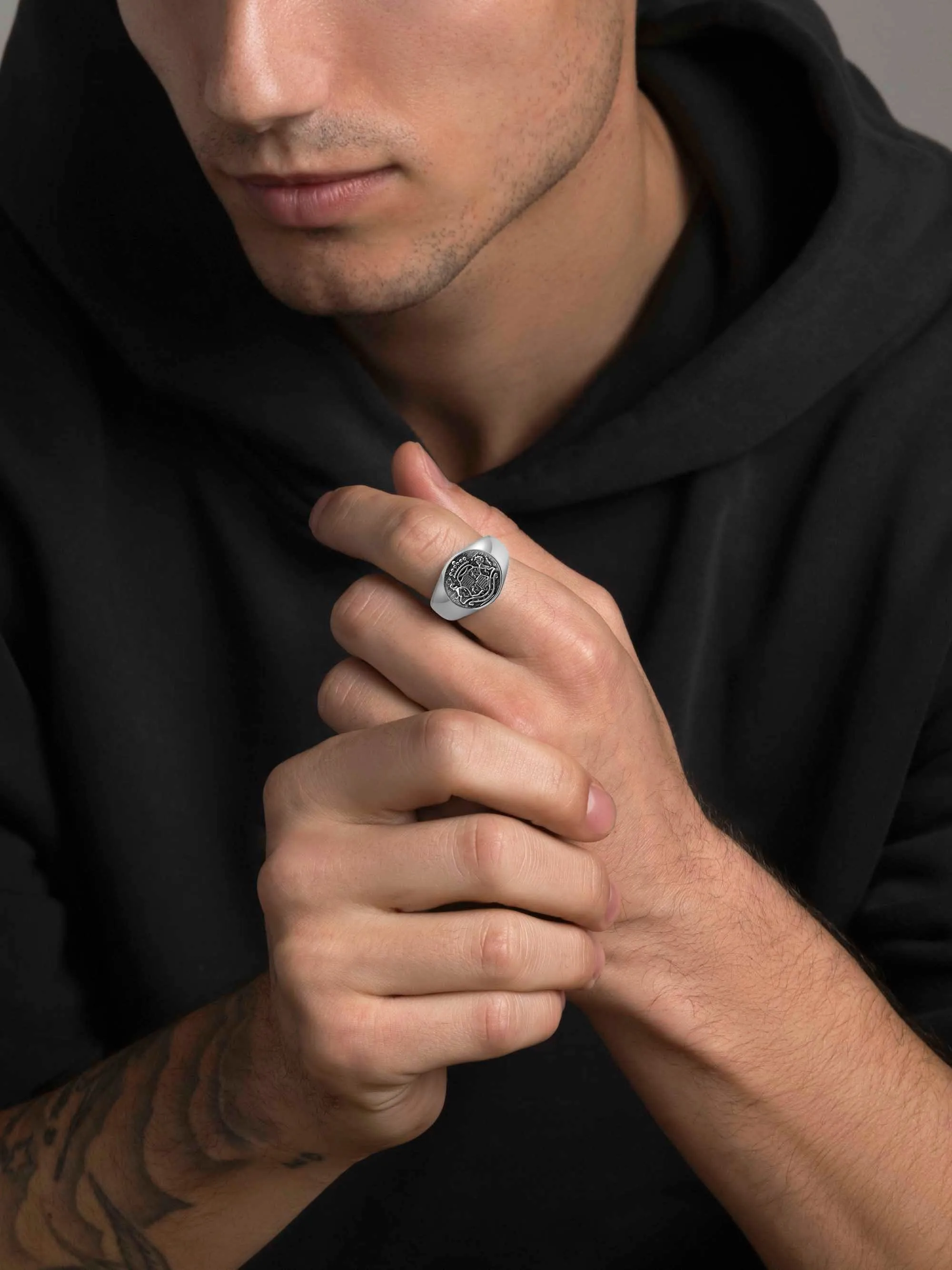 Men's Stainless Steel Crest Ring