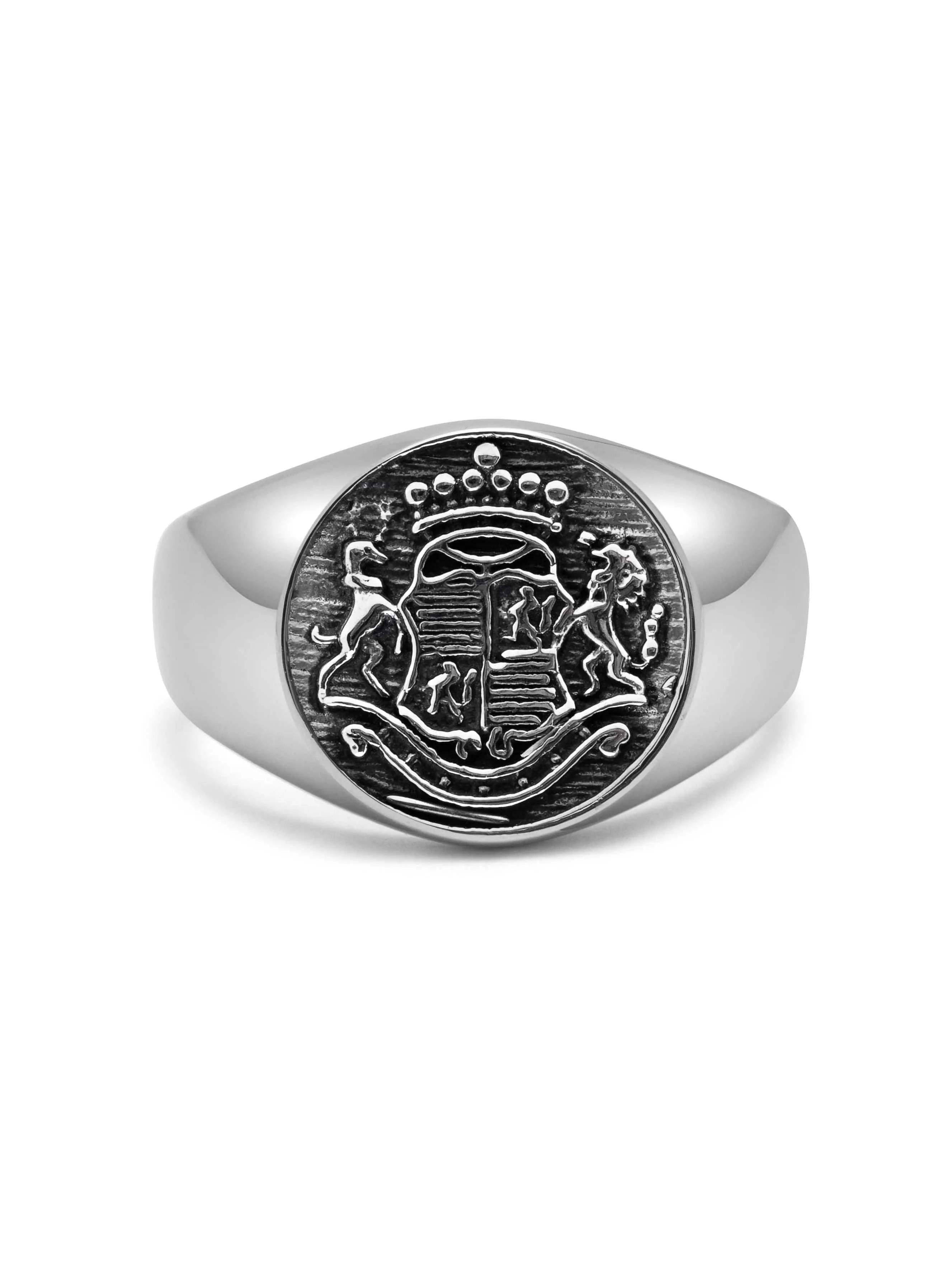 Men's Stainless Steel Crest Ring