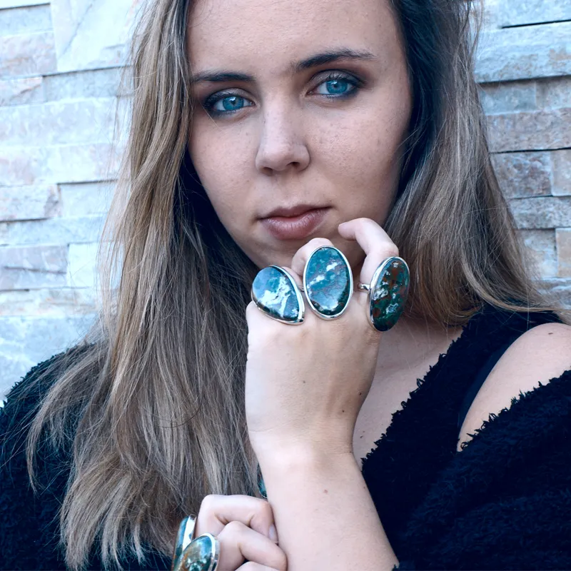 Montie Chrysocolla Statement Ring - A