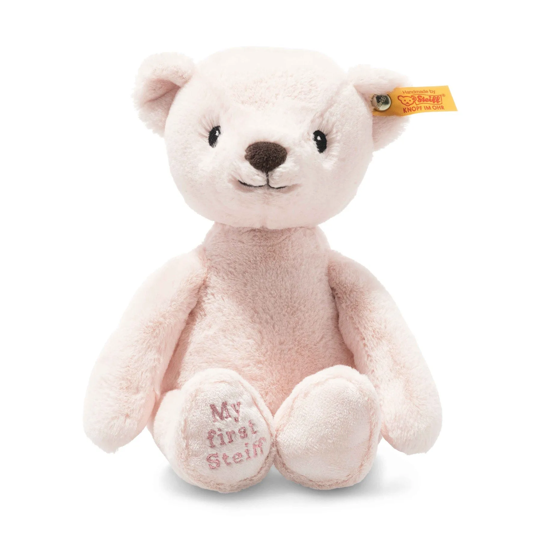 My First Steiff Teddy Bear Pink Baby Toy, 10 in