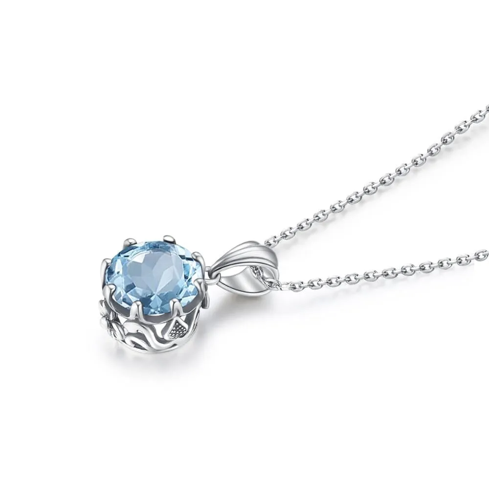 Natural Raw Stone Aquamarine Pendant Without Necklace - 925 Sterling Silver