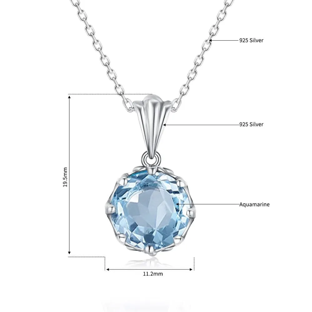 Natural Raw Stone Aquamarine Pendant Without Necklace - 925 Sterling Silver