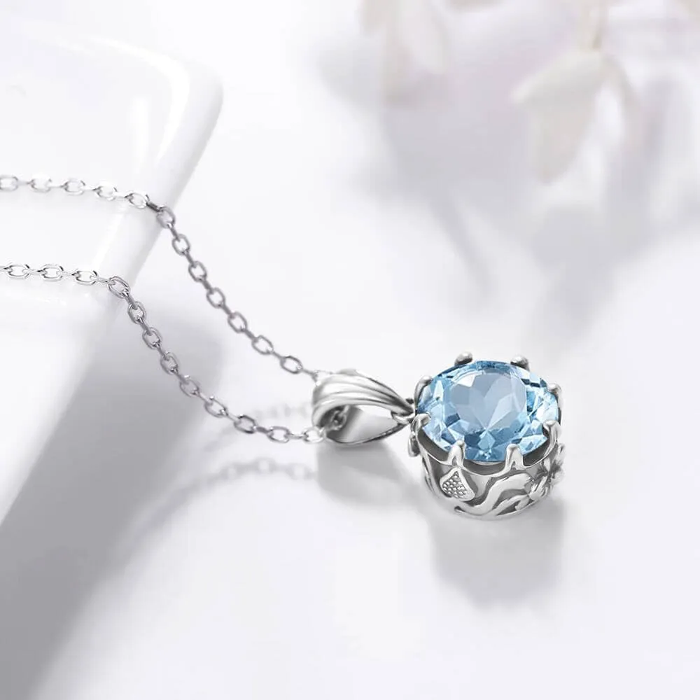 Natural Raw Stone Aquamarine Pendant Without Necklace - 925 Sterling Silver