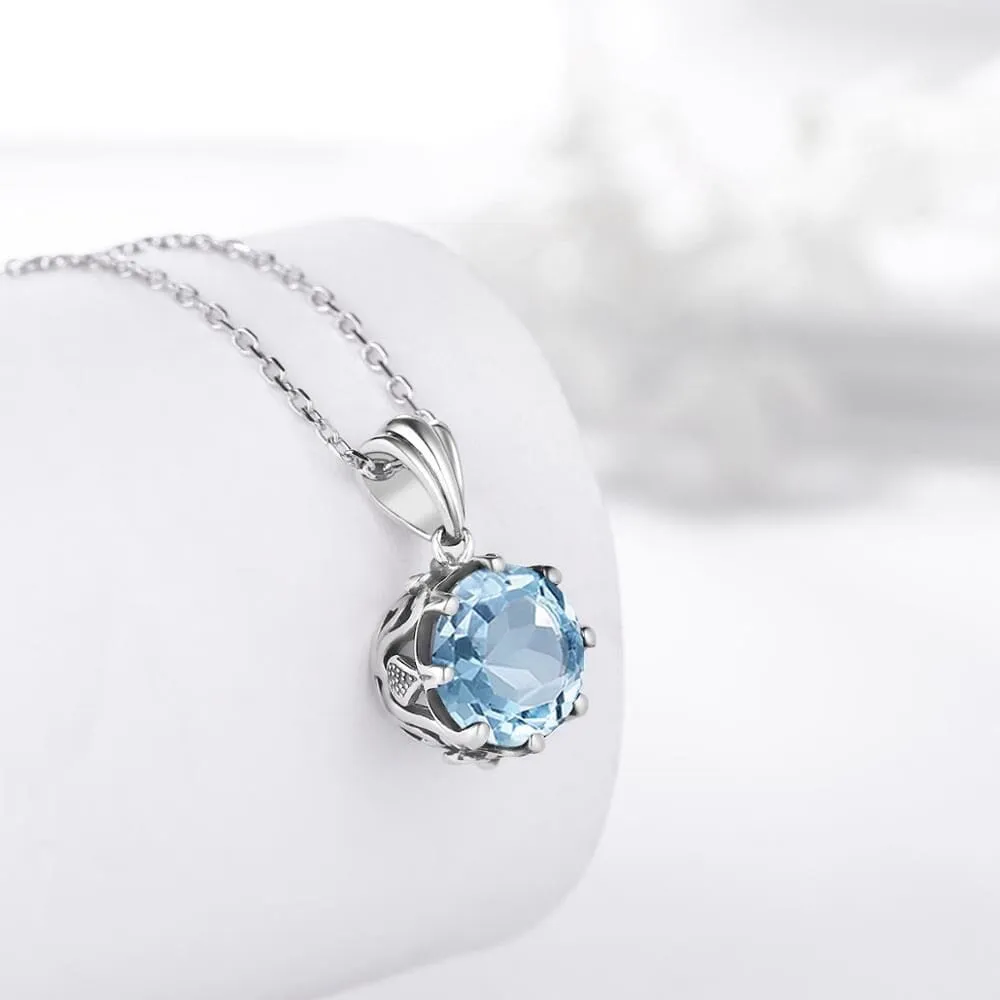 Natural Raw Stone Aquamarine Pendant Without Necklace - 925 Sterling Silver