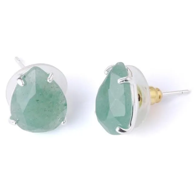 Natural Stones Water Drop Shape Stud Earrings