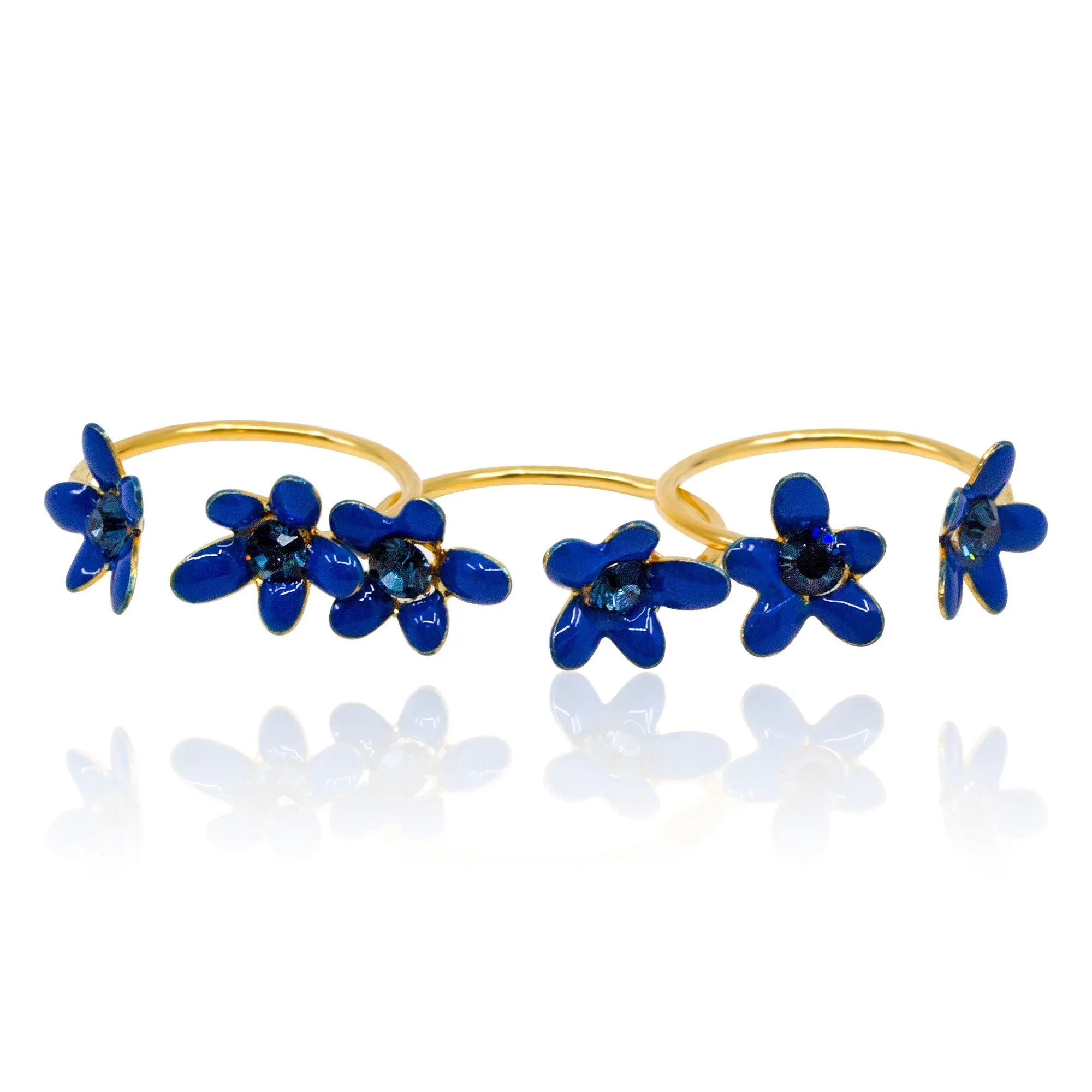 Navy Blue Floral Stackable Ring by Eric et Lydie