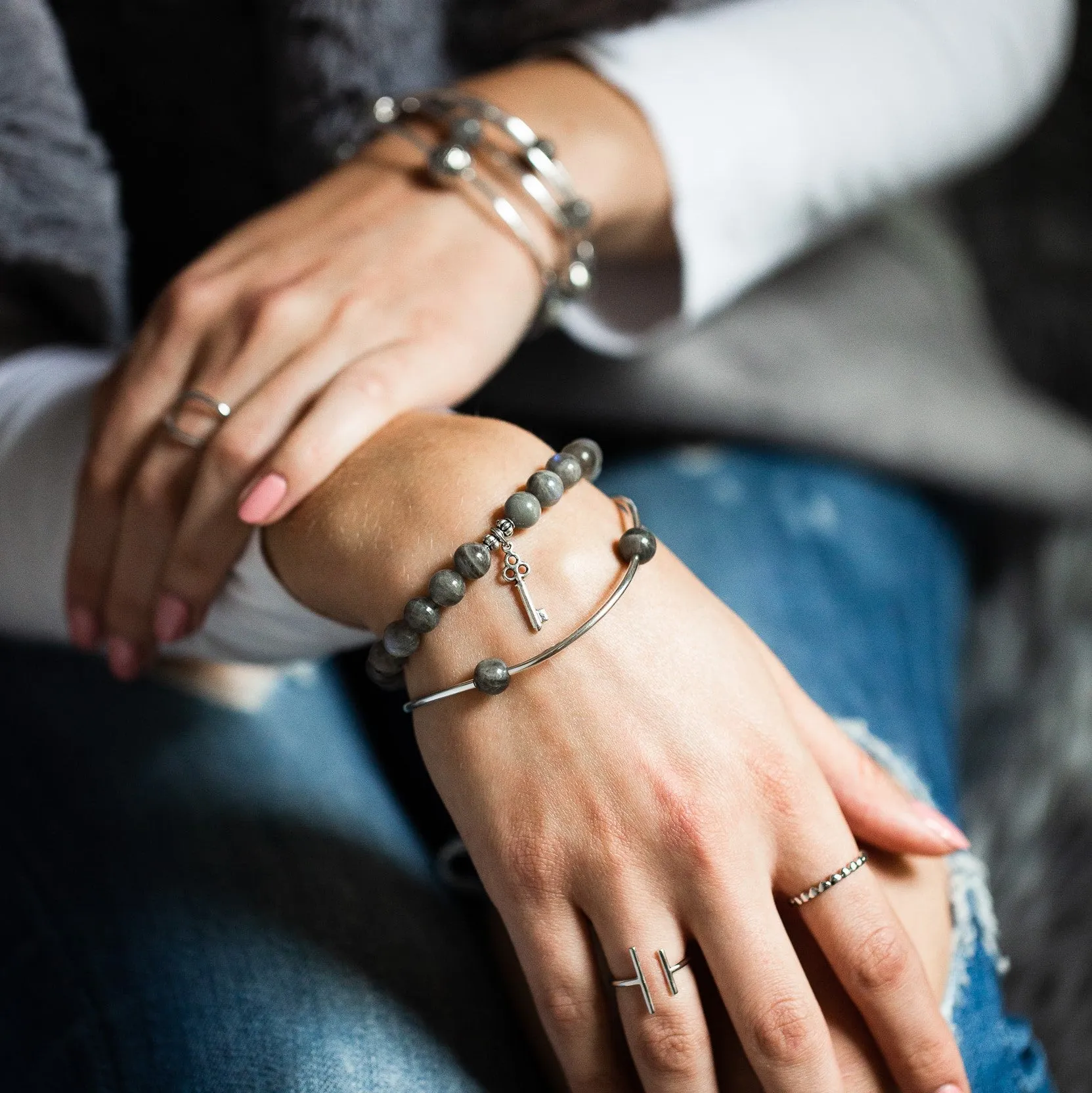 New Hampshire | Stone Beaded Charm Bracelet | Sodalite