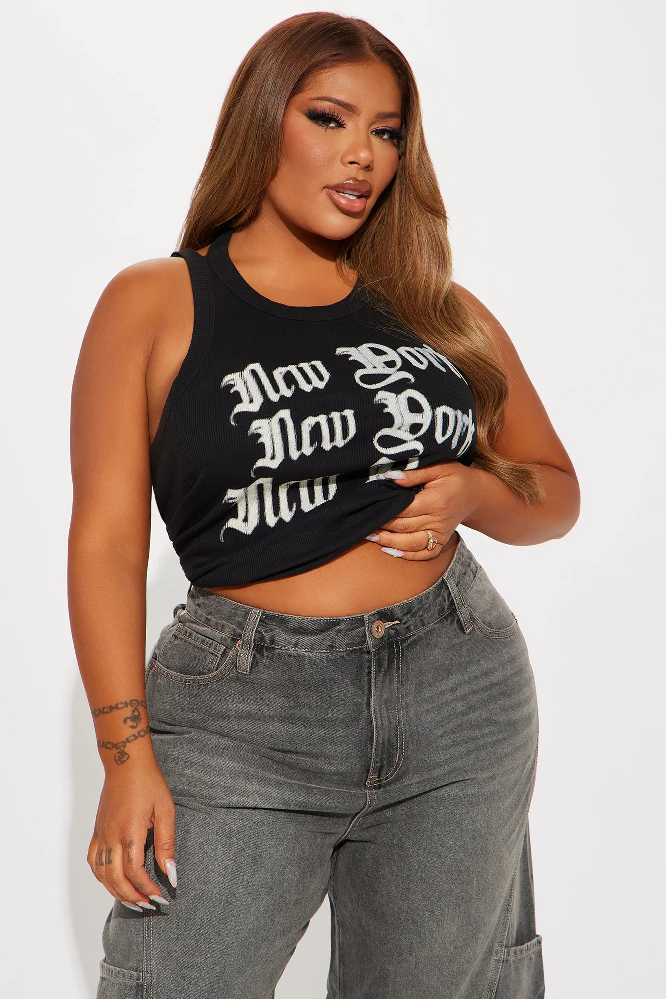 New York Backless Washed Tee - Black Wash