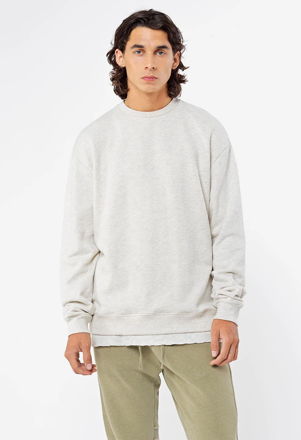 Oversized Crewneck Pullover / Heather Oatmeal