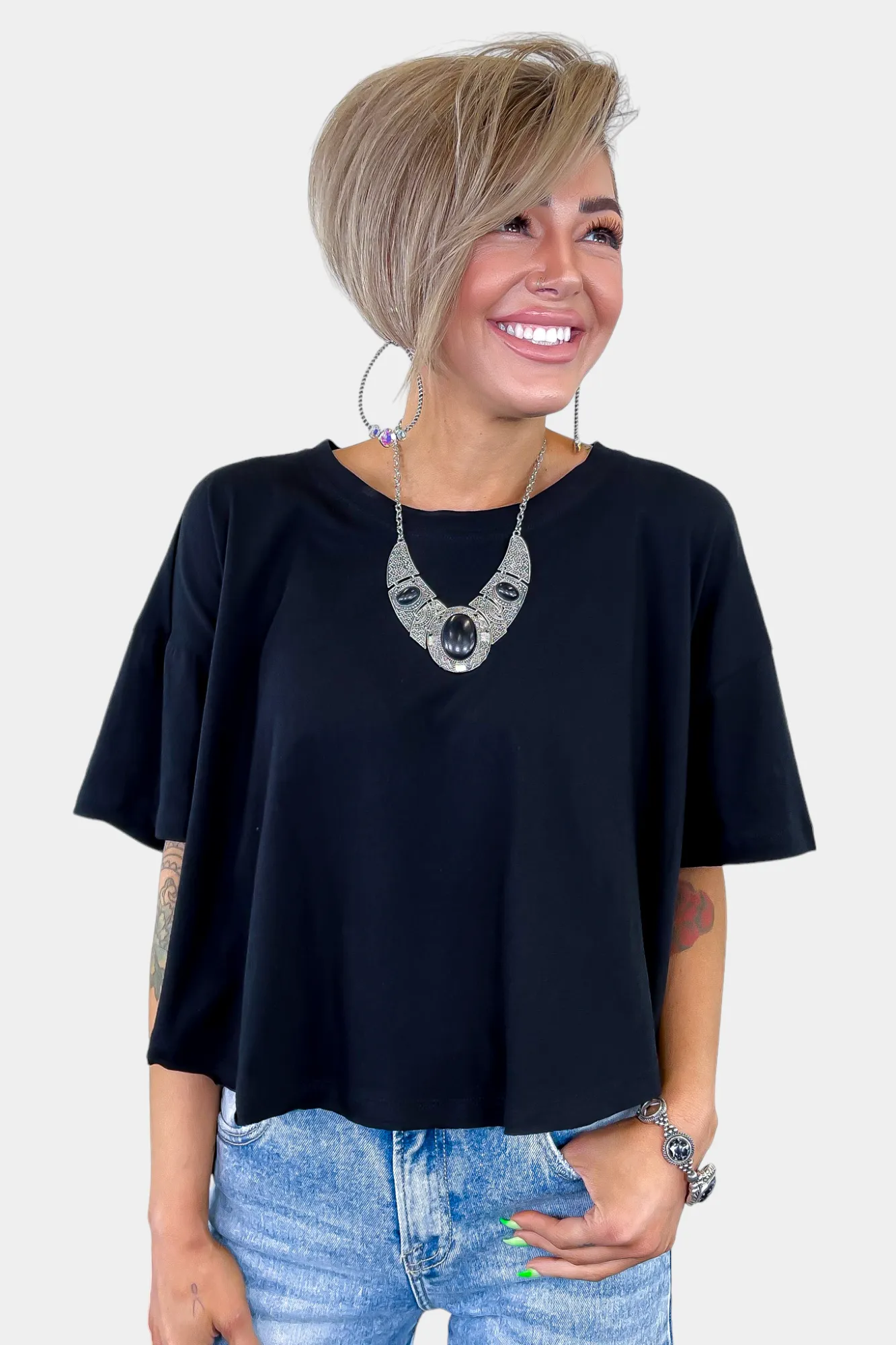 Oversized Crop Short Sleeve Top