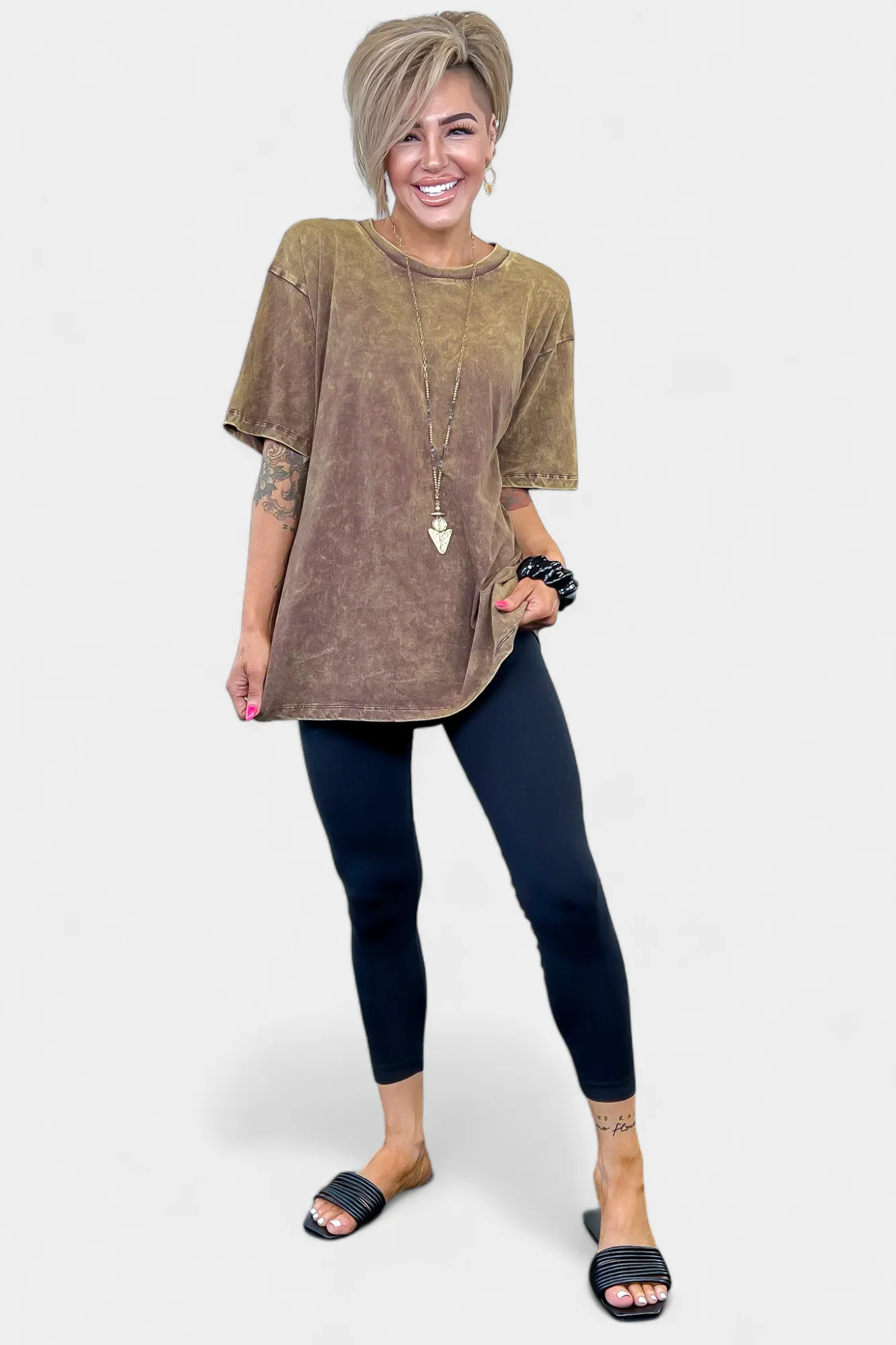 Oversized Washed Short Sleeve Top