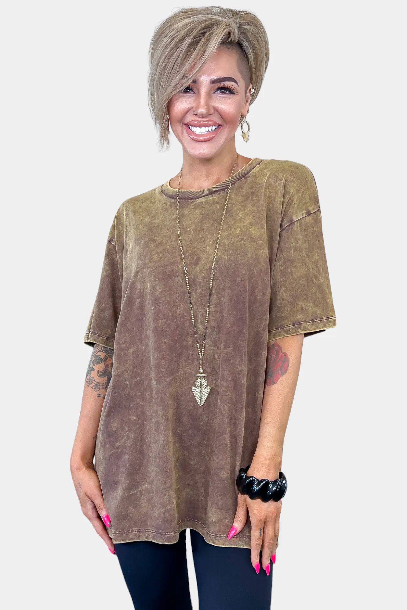 Oversized Washed Short Sleeve Top