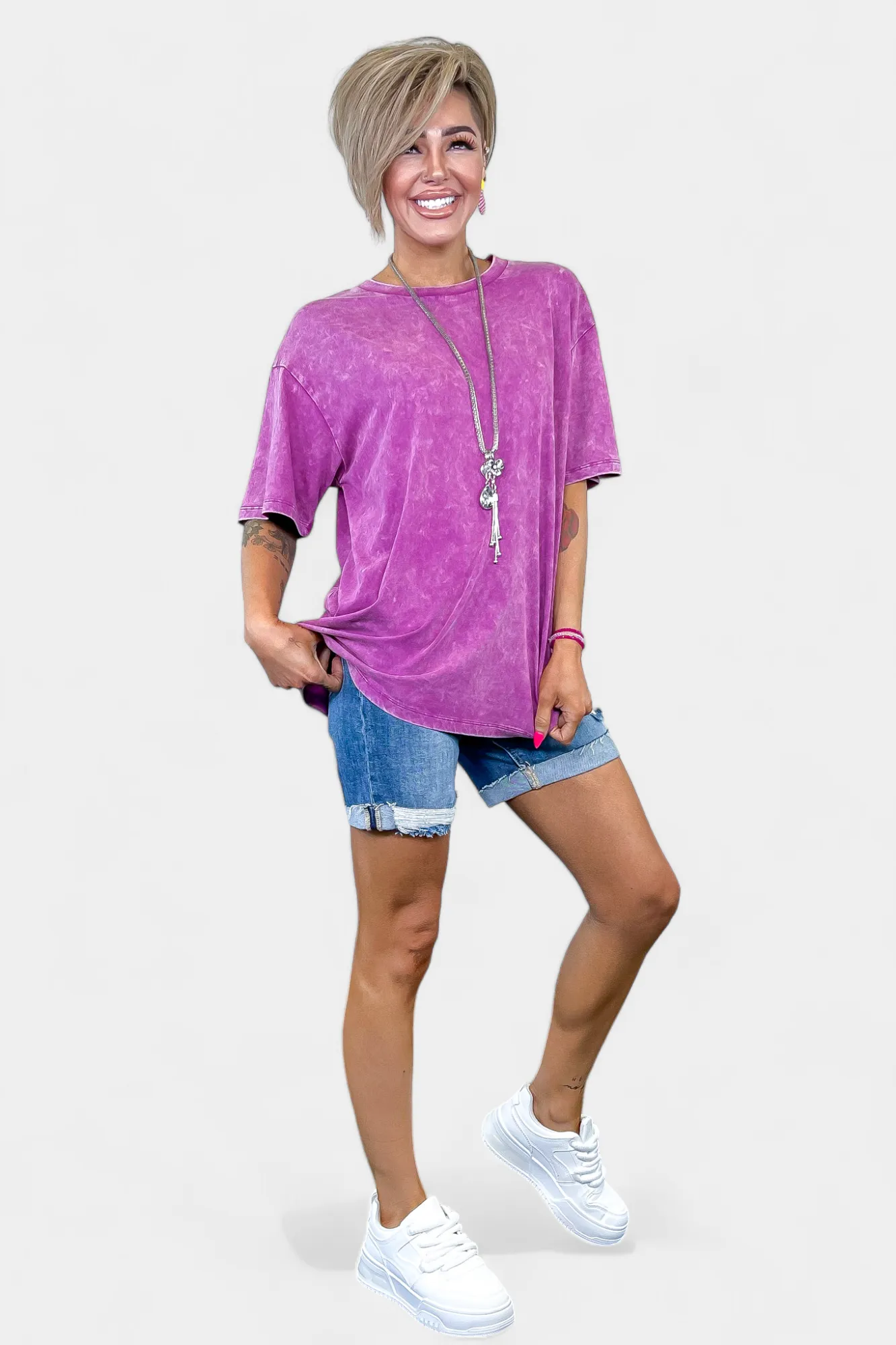 Oversized Washed Short Sleeve Top