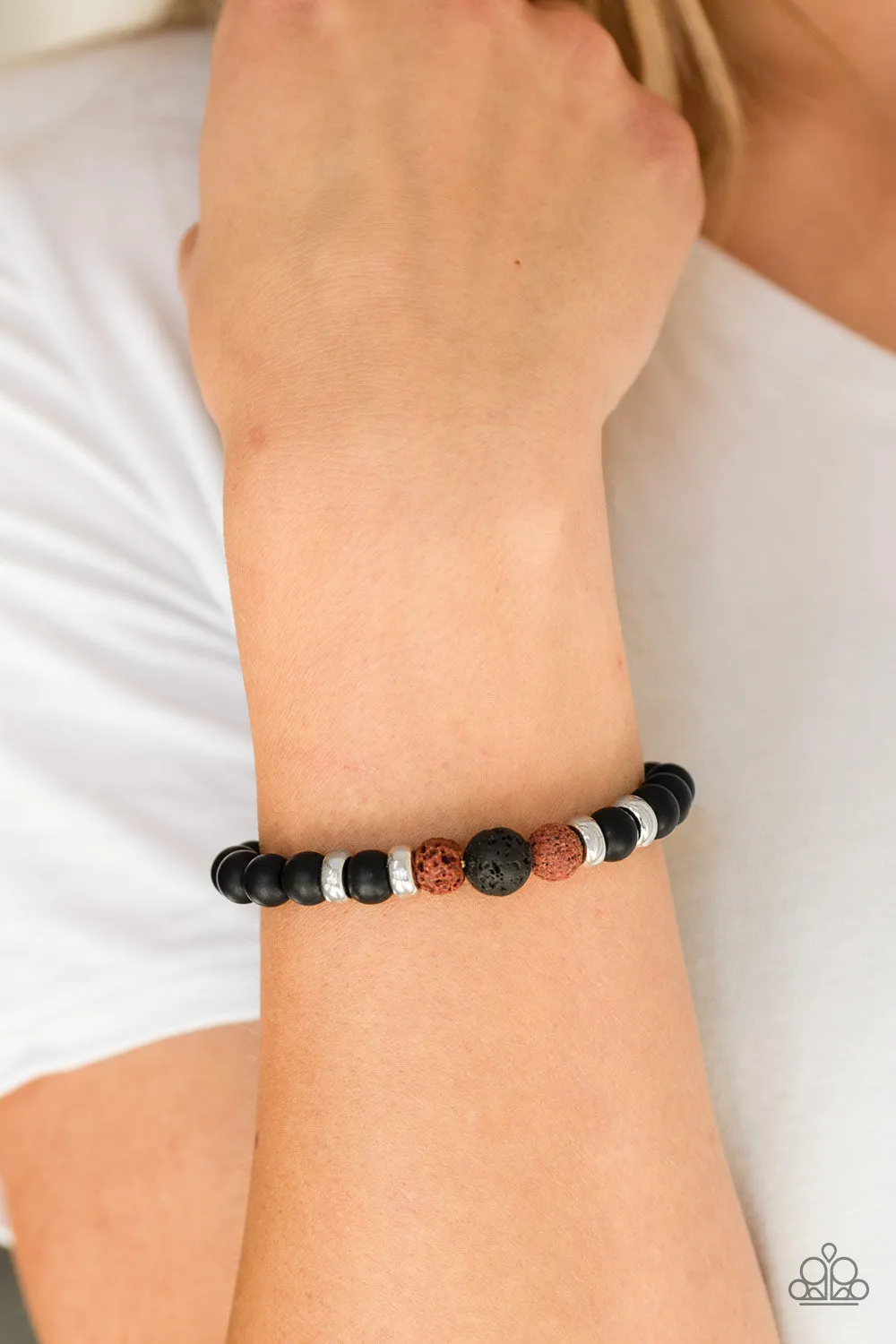 Paparazzi Patience Black Lava Rock Bracelet