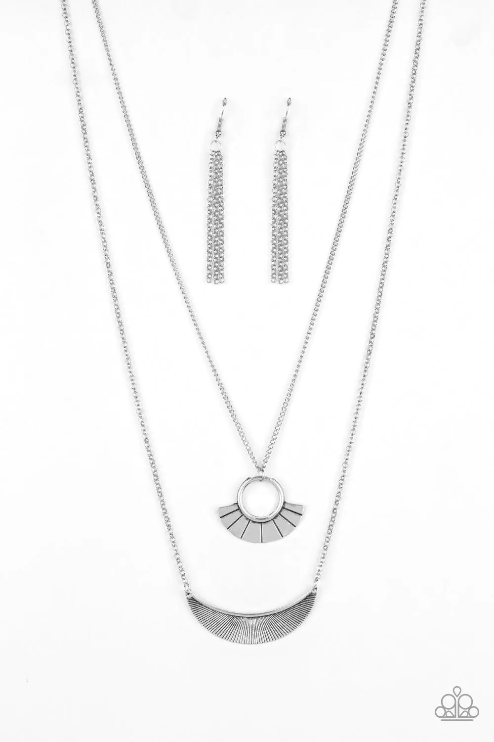 Paparazzi Tribal Trek Silver Necklace Set