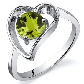 Peridot Round Cut Sterling Silver Ring Size 5