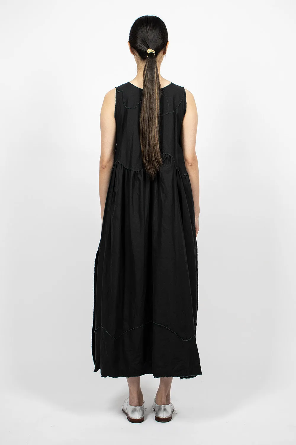 Pinafore Raw Cut Dress Black