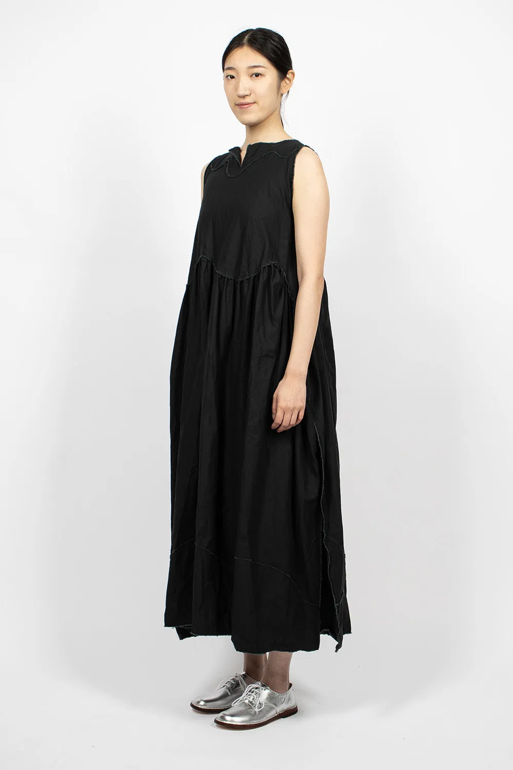 Pinafore Raw Cut Dress Black