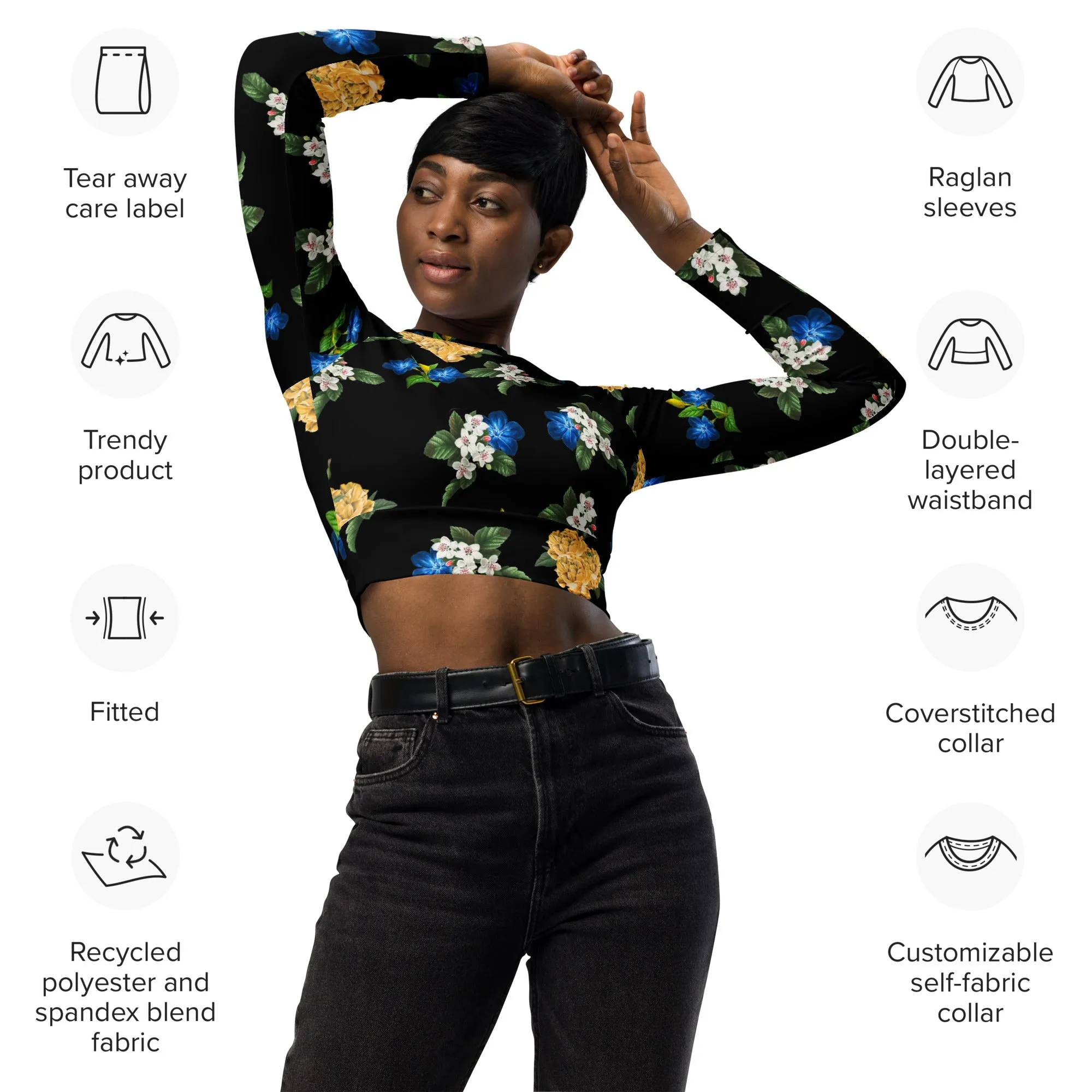 Recycled long-sleeve crop top