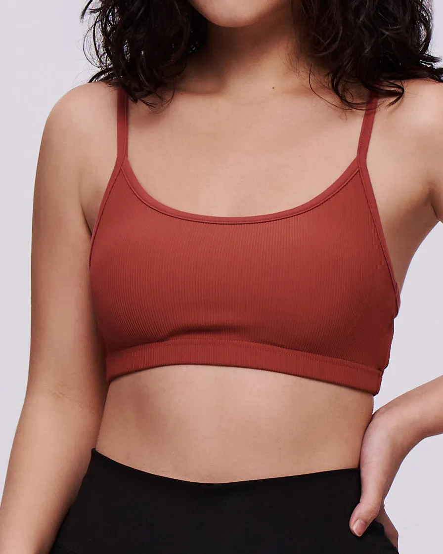 Ribbed-Neck Tape Bra Top