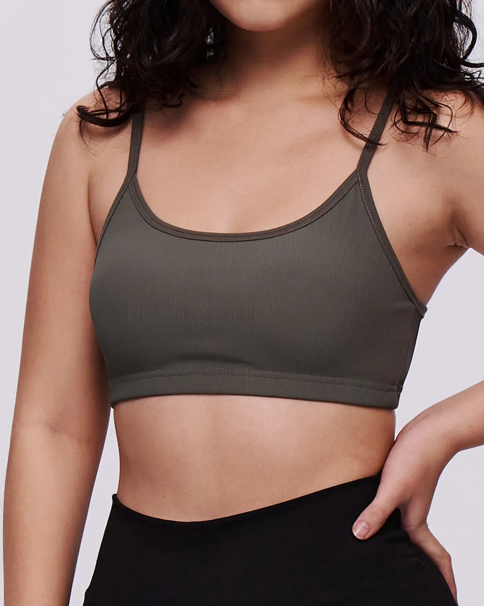 Ribbed-Neck Tape Bra Top