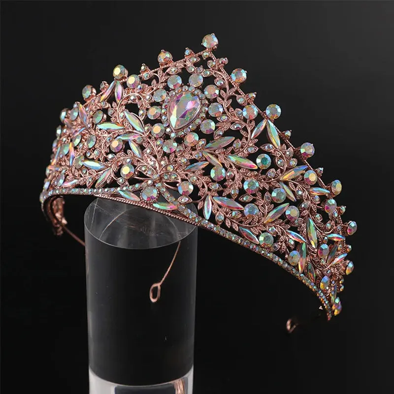 Rose Gold Baroque Wedding Tiaras and Crowns Woman Bridal