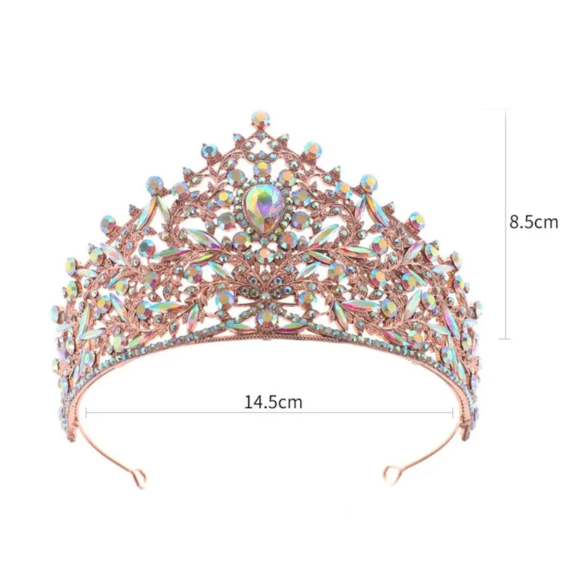 Rose Gold Baroque Wedding Tiaras and Crowns Woman Bridal