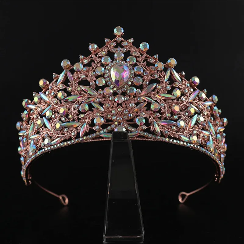 Rose Gold Baroque Wedding Tiaras and Crowns Woman Bridal