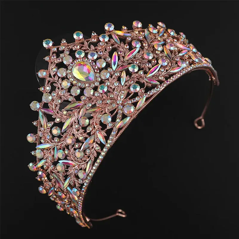 Rose Gold Baroque Wedding Tiaras and Crowns Woman Bridal