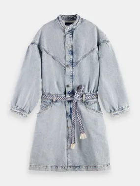 Scotch & Soda Washed Denim Trucker Shirt Dress