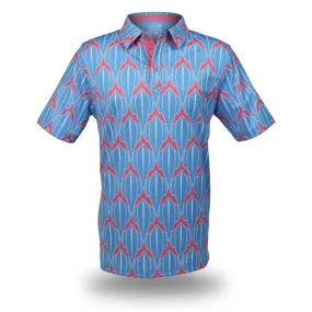 Shark Marina Blue - OGA Men's Polo - Marina Blue and Coral