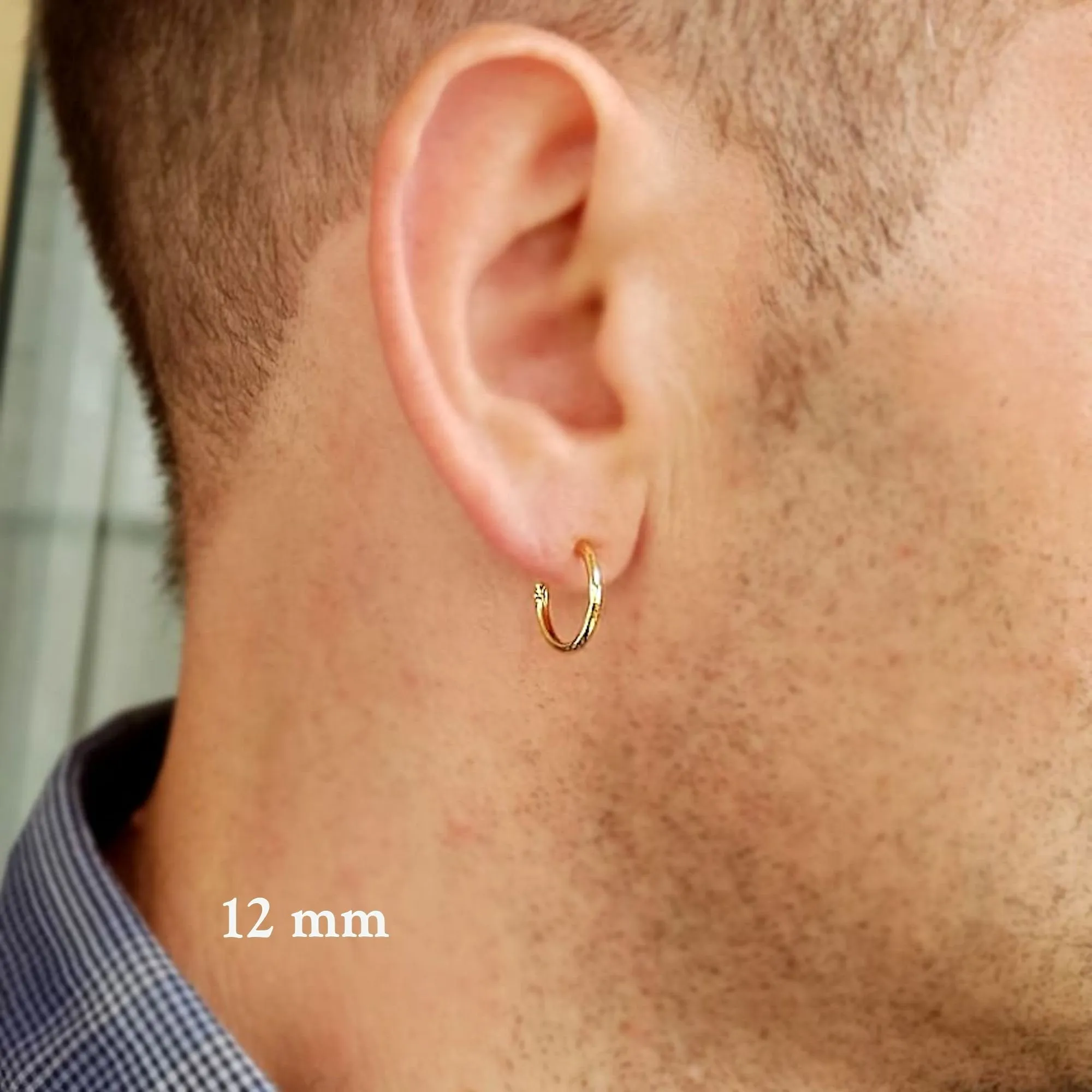 Small Hoops for men - Huggie hoop earrings