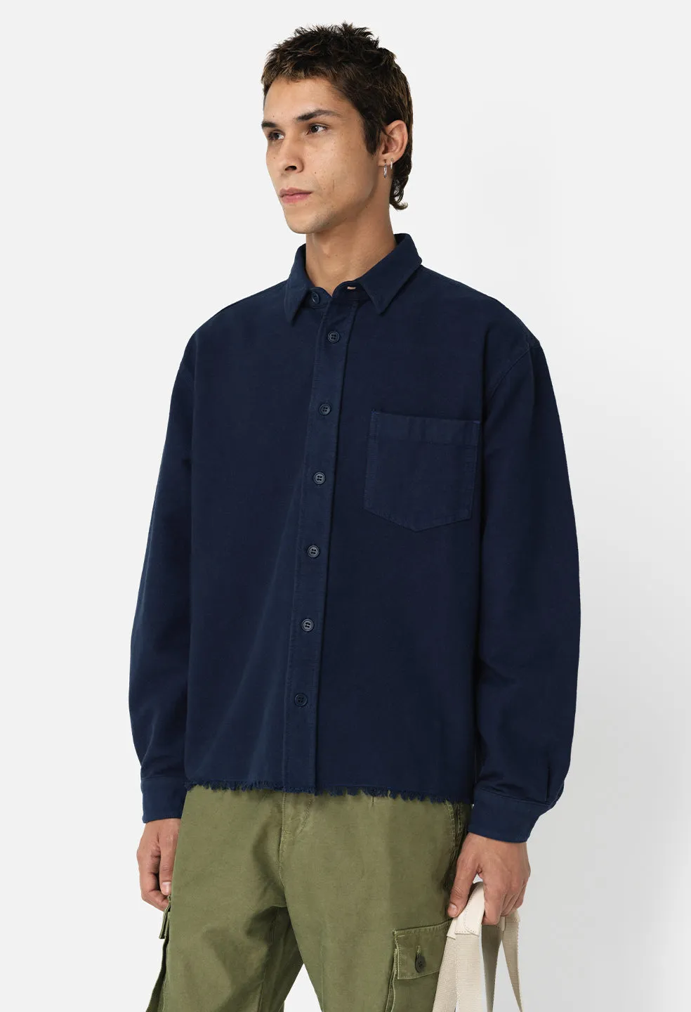 Solid Hemi Oversized Shirt / Navy