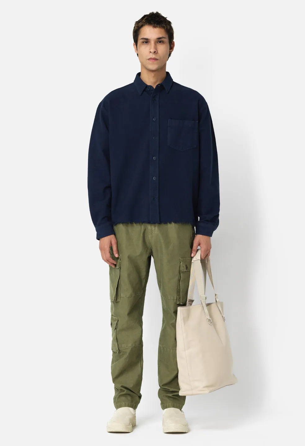 Solid Hemi Oversized Shirt / Navy