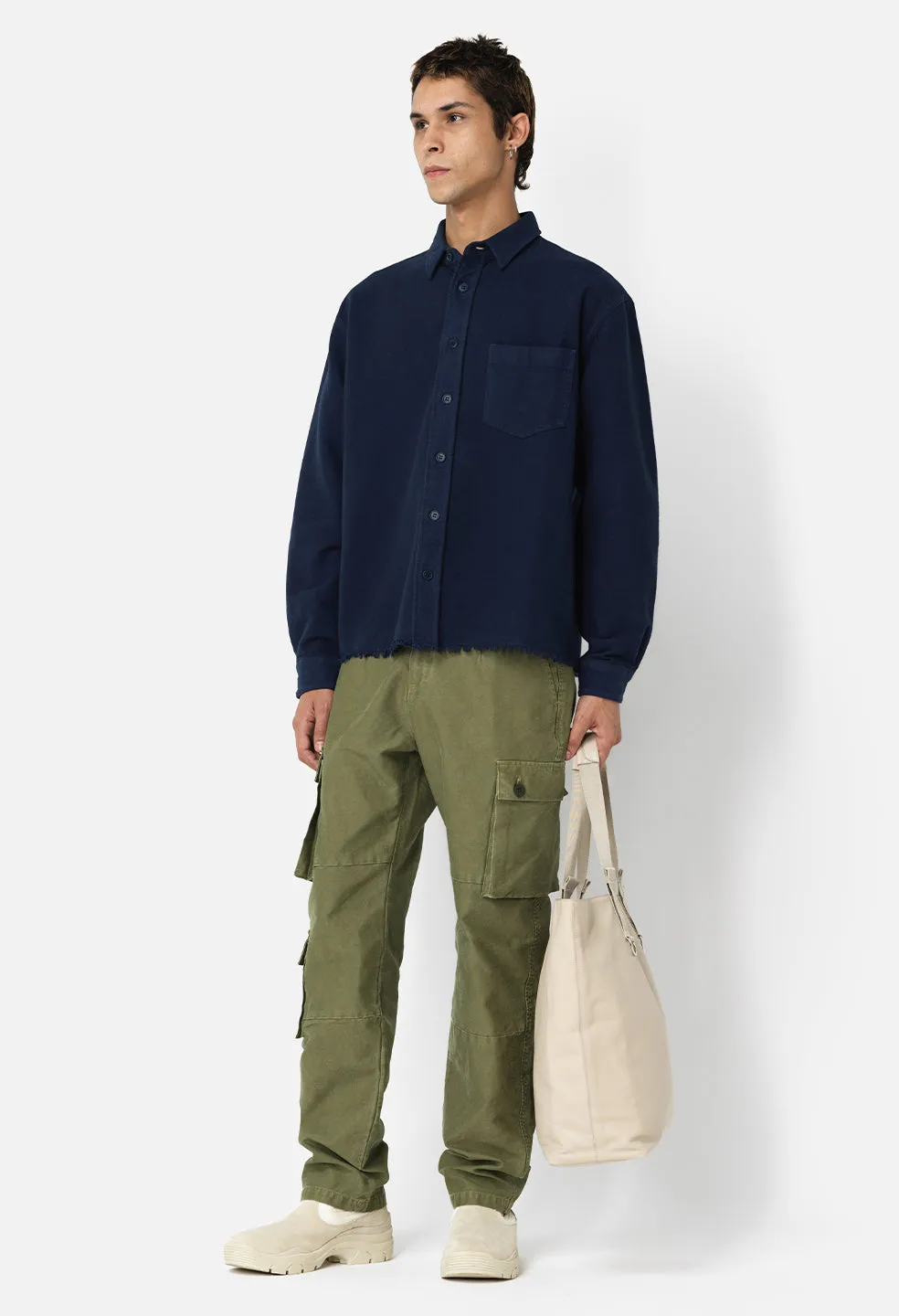 Solid Hemi Oversized Shirt / Navy