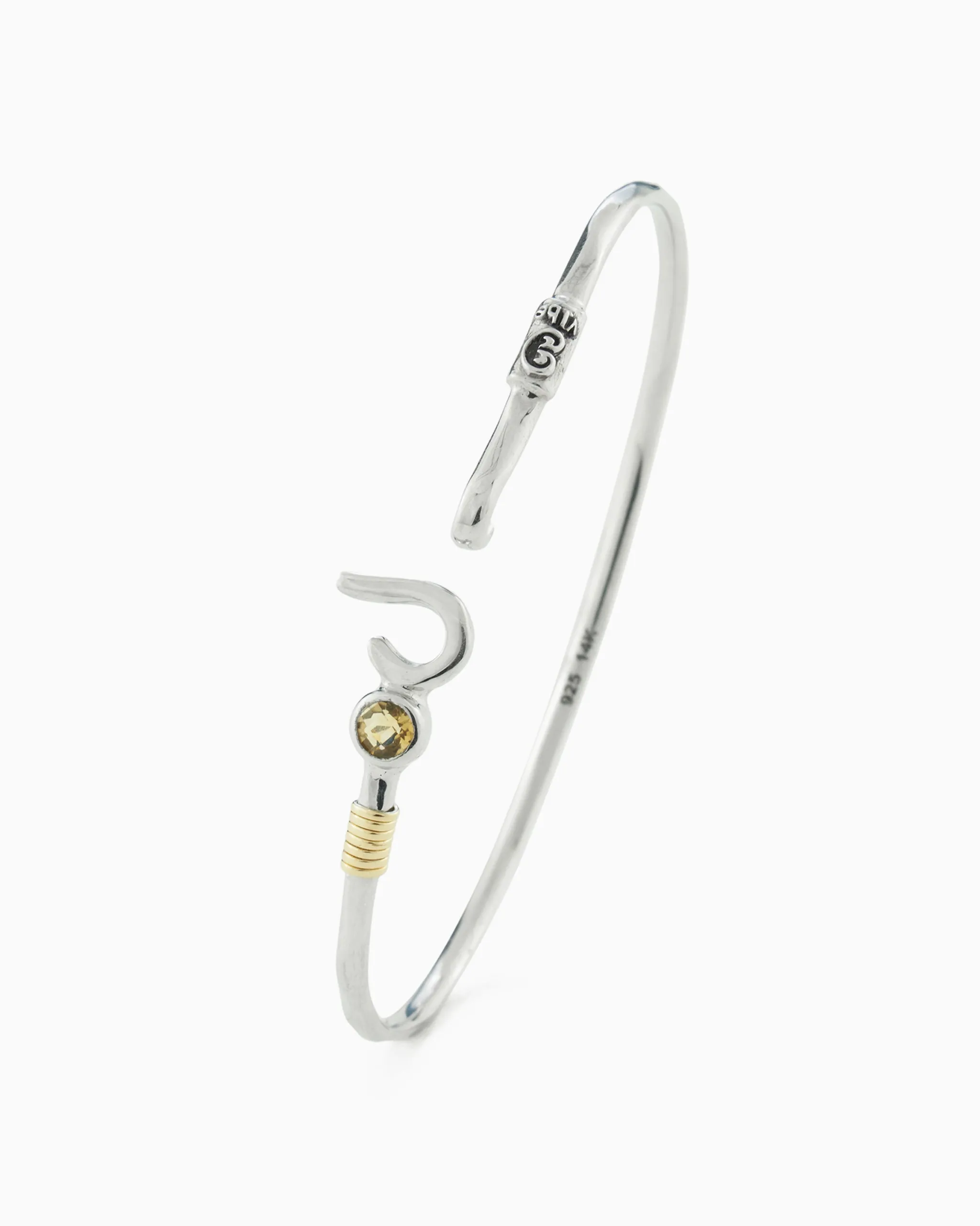 St. John Hook Bracelet with Stone, 2mm - Citrine