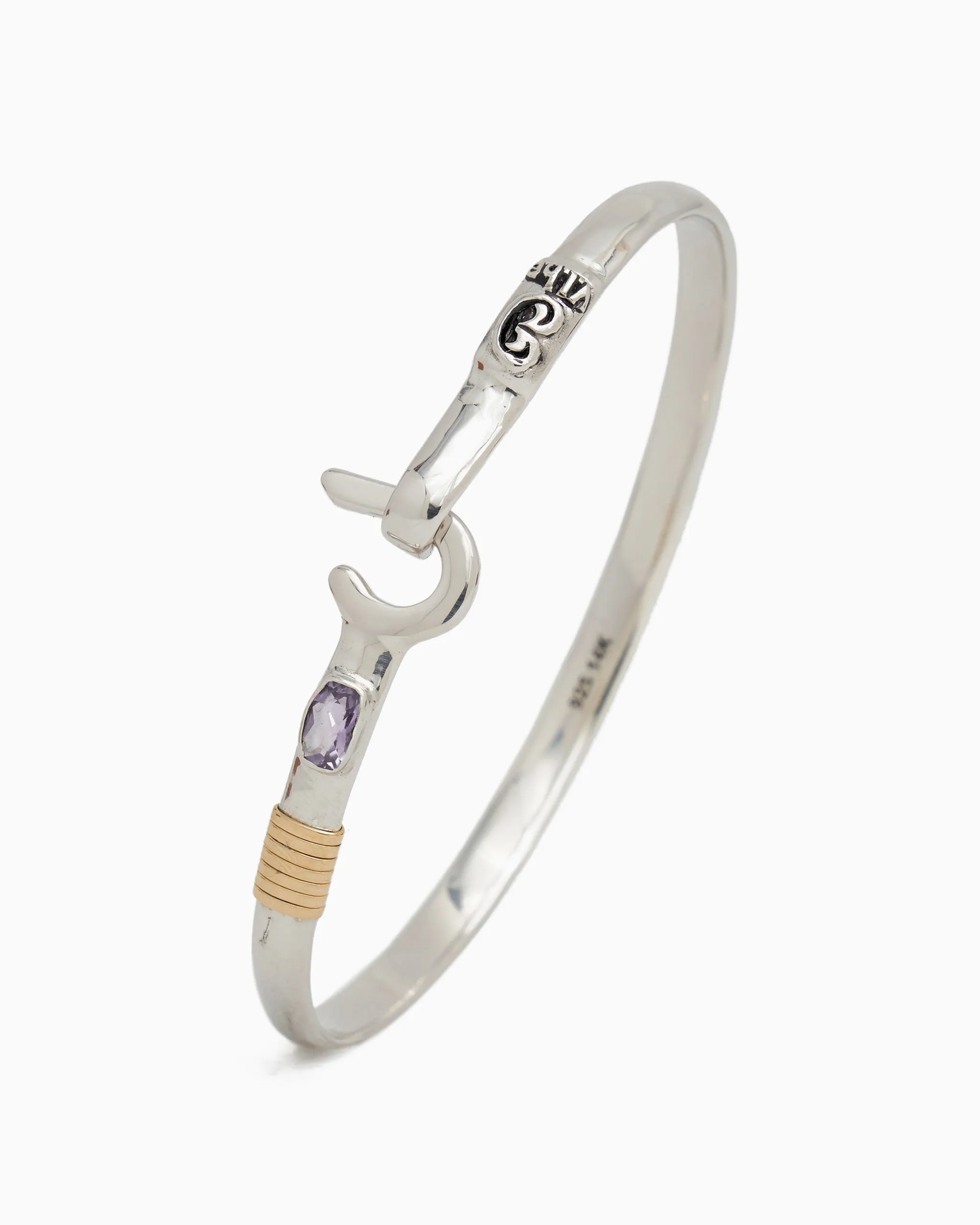 St. John Hook Bracelet with Stone, 4mm - Amethyst