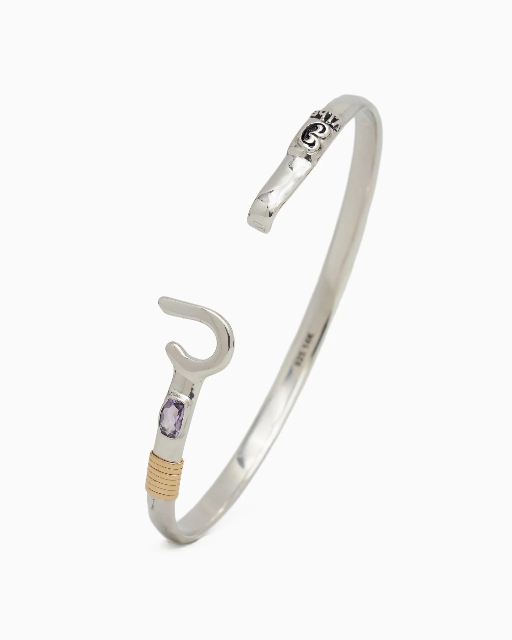 St. John Hook Bracelet with Stone, 4mm - Amethyst