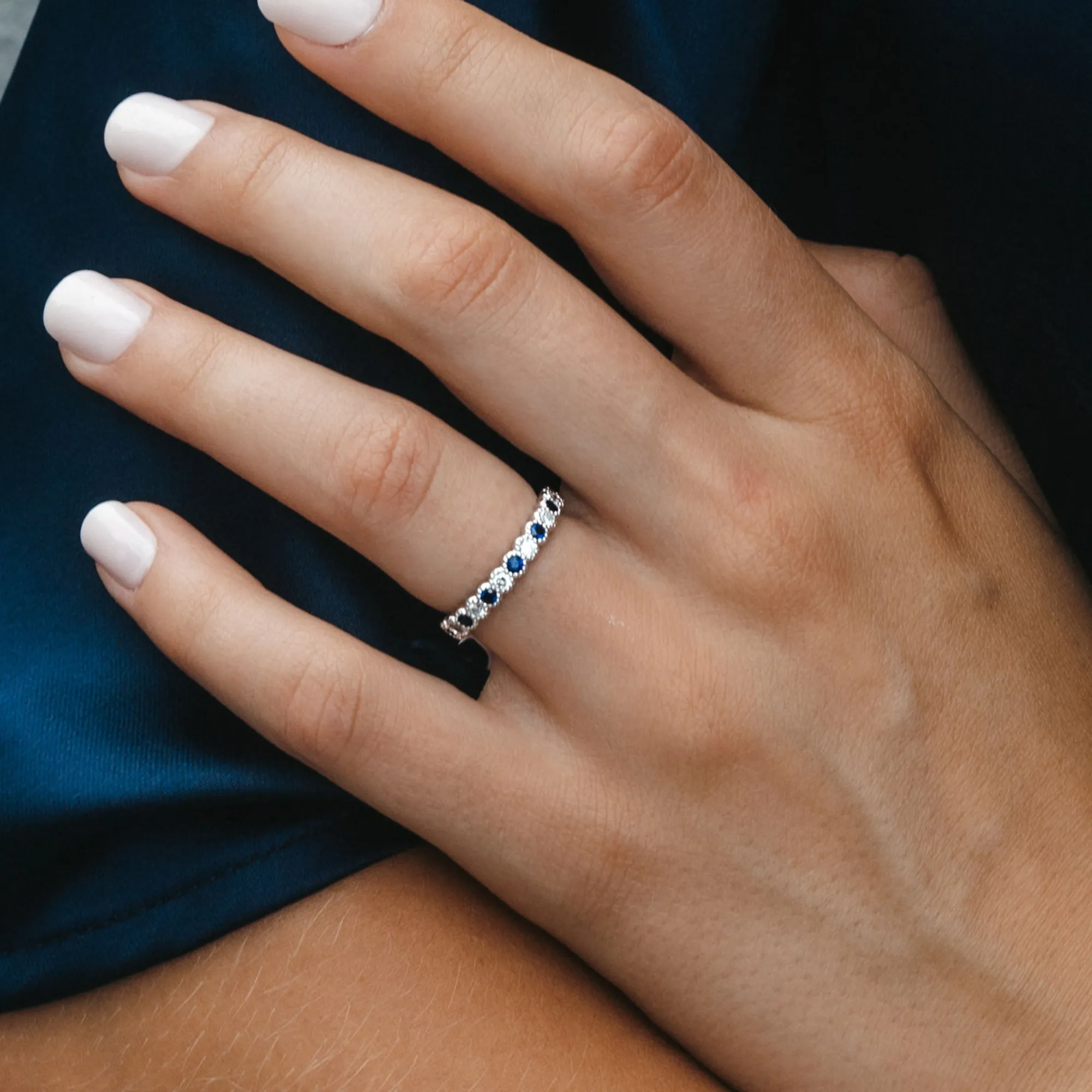 Stackable Round Sapphire & Diamond Ring