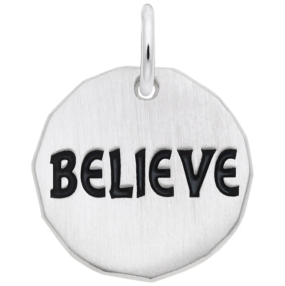 Sterling Silver Believe Tag Charm