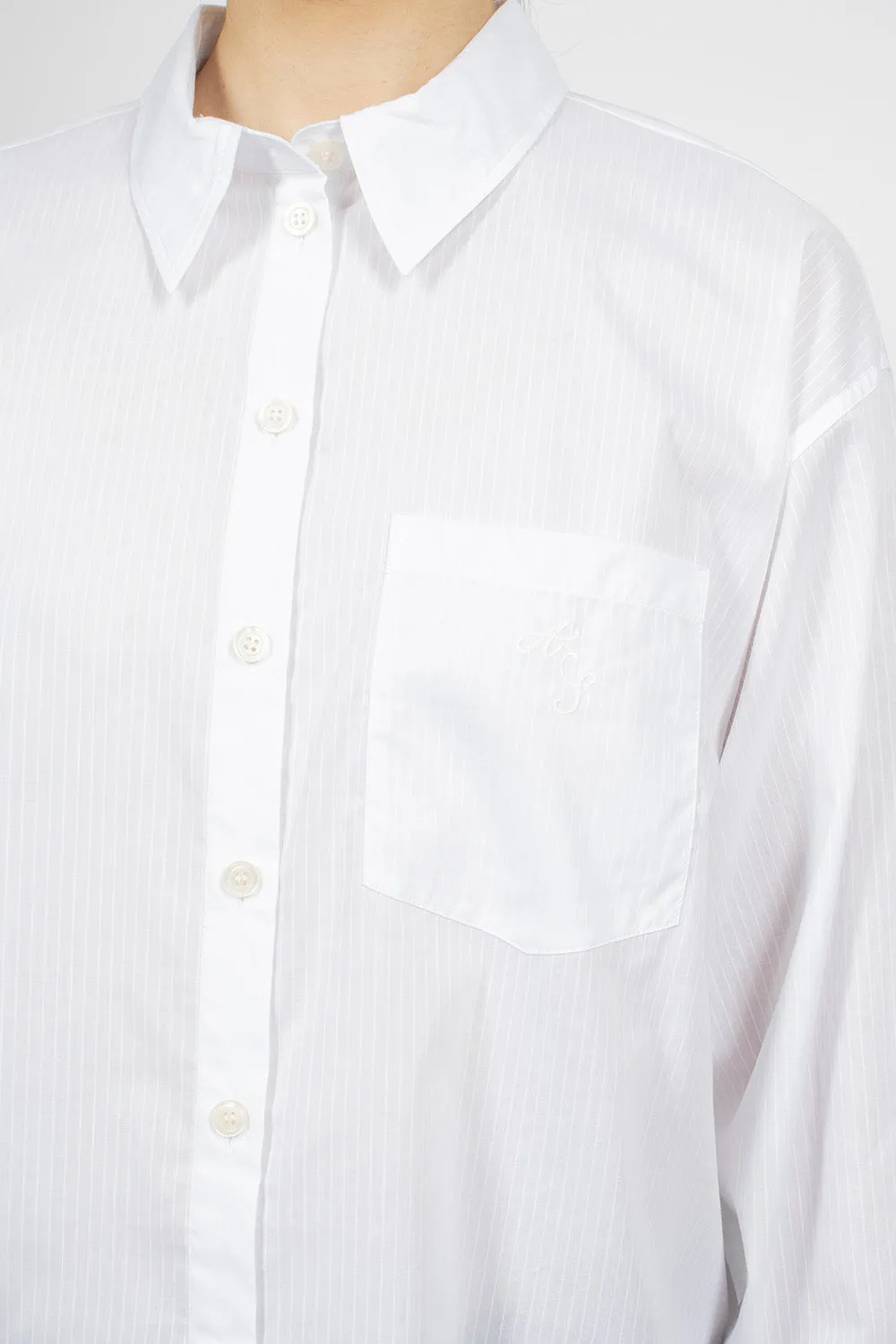 Striped Button-Up Shirt White