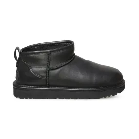 UGG Classic Ultra Mini Leather Black Boots - Women's